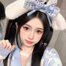 Cute Headband Blue Bow Headgear Doggie Ears Lolita Headband - 粉色 - 查看 2