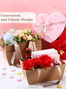 Bulk Kraft Basket, Empty Kraft Gift Basket With Handle,Gift Wrapping, Wedding, Party, Christmas, Valentine's Day - Multicolor - View 2