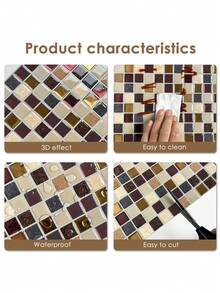 WoStick 10 Inch X 10 Inch Waterproof Textured Vinyl DIY Wallpaper, Self-Adhesive Backsplash Tile, Peel And Stick Mosaic Tile, For Home Decor - Rose Gold - View 4