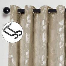 Extendable Carbon Steel Curtain Rod Pole With End Finials - Black - View 6
