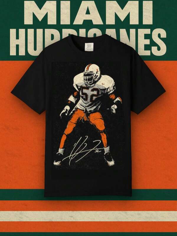 Ray Lewis Tee _ Miami Hurricanes Retro Style Football Shirt