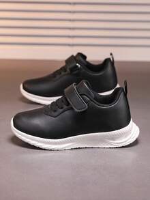 儿童轻便舒适防滑耐穿户外运动跑步鞋，皮革鞋面，适合秋冬季穿着 - 黑色 - 查看 4