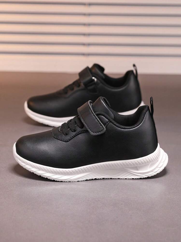 儿童轻便舒适防滑耐穿户外运动跑步鞋，皮革鞋面，适合秋冬季穿着 - 黑色 - 查看 4