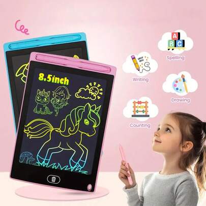 Tableta electrónica de dibujo interactiva LCD de 8.2 pulgadas con lápiz stylus - Tableta para aprendizaje, juegos y arte, tableta táctil con pantalla borrable, compatible con baterías AA (rosa/azul) - Regalo ideal para cumpleaños/Navidad/Halloween/vuelta al colegio para niños y niñas, tableta de escritura LCD, tableta borrable, tableta de dibujo