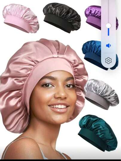1pc Luxury Silk Satin Adjustable Drawstring Sleep Cap, Comfortable Fit For Men & Women, Night Hair Protection, Comfortable Ruffle Design, Fits Head Closely, Protects Hair | Satin Cap | Smooth Satin