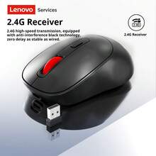 Lenovo N02 Wireless Mouse, 2.4G Wireless Connection, 4 Buttons, Strong Anti-Interference Capability, Smart Sleep Mode, Extended Battery Life, Portable Design, Suitable For Office, Laptop, Desktop And Tablet - Black - View 2