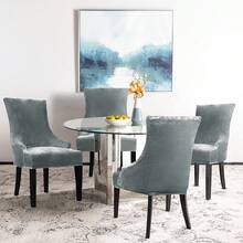 Stretch Wingback Chair Cover - Reusable Side Chair Slipcover, Accent Chair Protector Dining Room, Banquet, Home Decor (Silver, 2PC) - 02 Velvet Charcoal Grey - View 2