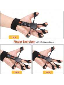 5-Pcs Grip Strength Training Set (Silicone Finger Gripper, Grip Ball, Grip Ring) Gym Accessories-Adjustable Resistance Hand Grip Strengthener, Forearm Exerciser For Muscle Building And Athletic Grip Trainer, Hand Strengthener Tool Kit - 黑色 - 查看 4