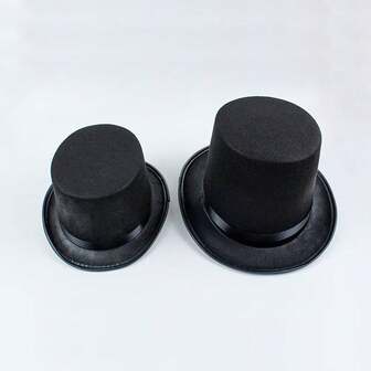 1pc/2pcs Black Magician's Top Hat, Felt Formal Hat, Party Prop, Stage Performance Magic Hat