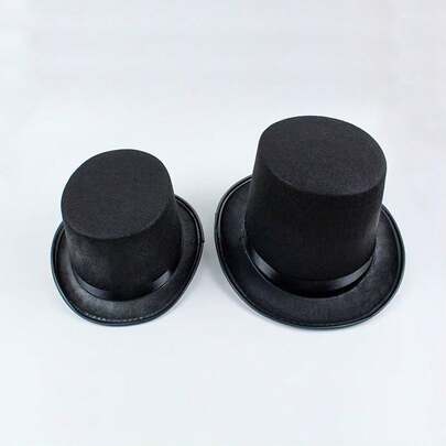 1pc/2pcs Black Magician's Top Hat, Felt Formal Hat, Party Prop, Stage Performance Magic Hat