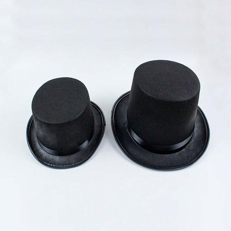 1pc/2pcs Black Magician's Top Hat, Felt Formal Hat, Party Prop, Stage Performance Magic Hat