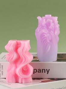 波浪柱香薰蜡烛模具 DIY 几何圆柱香薰石石膏模具 - 白色 - 查看 3