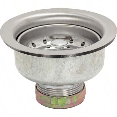 Double Cup Kitchen Sink Drain Assembly Sink Strainer Fits 3-1/2 Inch To 4 Inch Opening 1-7/8 Inch Extended Shank Stainless Steel 30019