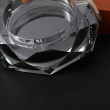 Glass Ashtray For Cigars & Cigarettes, Stylish Round & Square Tabletop Design, Home & Office Use - 方形水晶煙灰缸 - 查看 7