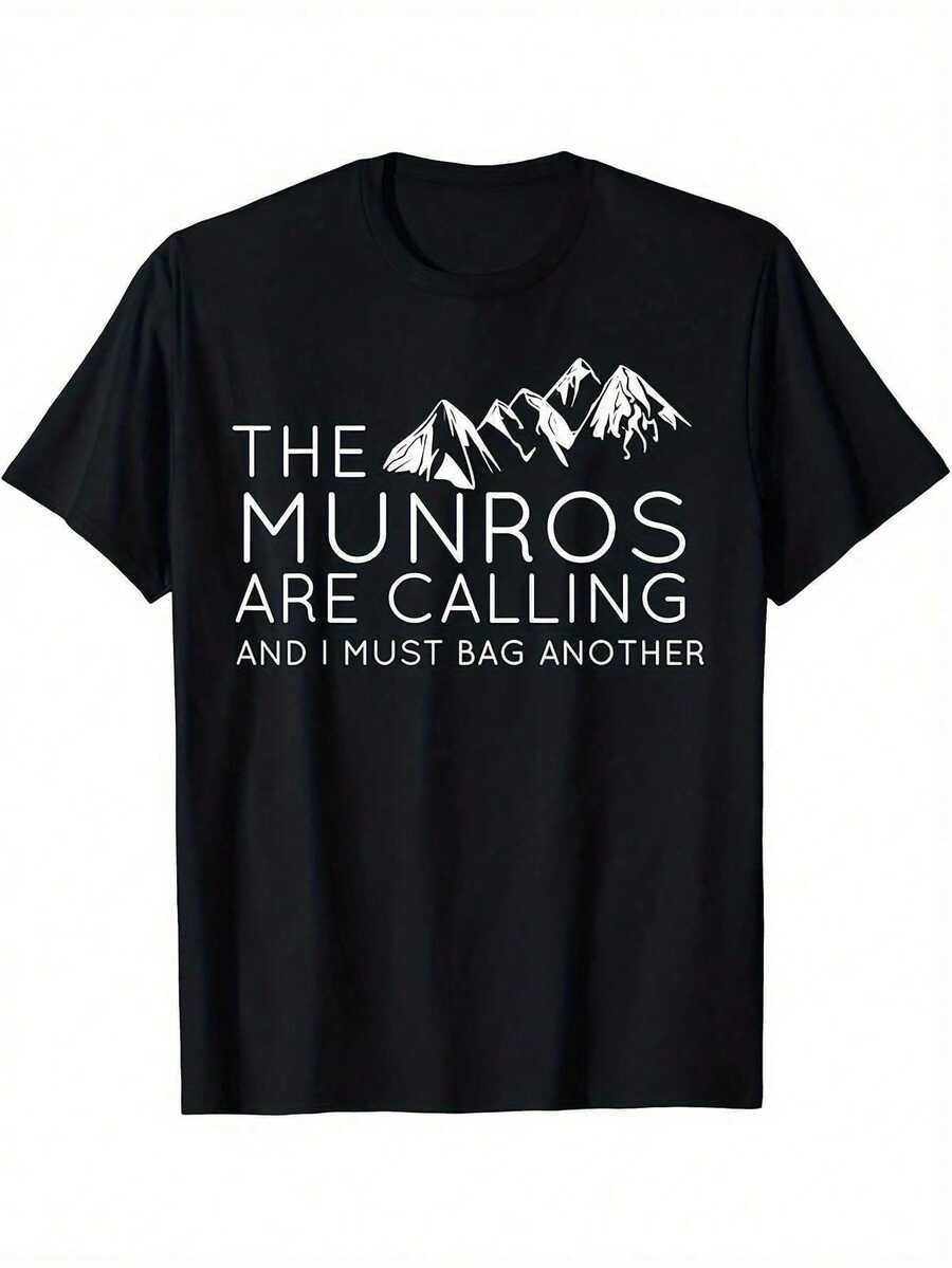 Camiseta Must Bag A Munro Berg - Camisa casual de manga corta negra con diseño escocés de las Tierras Altas, tela transpirable con estiramiento medio, ajuste regular para excursionistas y entusiastas al aire libre, equipo de senderismo - Negro - Ver 1