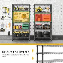 M MZG 1250 Lbs Storage Rack Metal Wire Shelving Unit,  5 Tier Black Heavy Duty Storage Standing Shelf Organizer For Laundry Bathroom Kitchen Pantry Closet Garage Basement Office-13.8" D X 29.5" W X 59.5" H - 黑色 - 查看 7