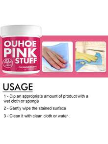 OUHOE Multi-Functional Stain Cleaning Cream, Gently Remove Heavy Household Kitchen Grease Universal Pink Bucket Degrease Polish Stain Remover Cleaning Paste - Pink - View 3