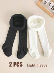 2 piezas Medias para niños Mallas para bebés y niños pequeños Medias para niñas Medias que aumentan el calor para niños: Forro térmico, sólido/a rayas, perfecto para temporadas frías