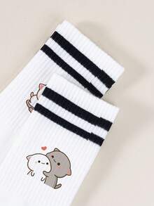 5 Paar, 1 Paar, Pfirsich Goma süße Katzen-Cartoon-Element Muster Knöchelsocken, Weihnachtsgeschenk - Grau - Übersicht 5