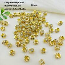 20pcs Copper Beads With Crystal Spacer Beads For DIY Jewelry Making - Medium Yellow - View 3