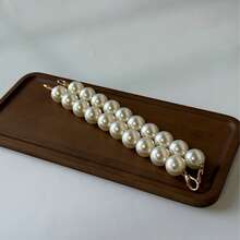 2条可拆卸珍珠包链，手工DIY包包配饰项链，适用于手提包、钱包、手机壳和其他手工制品，时尚、简约、优雅、美观，方便替换单肩包链。 - 白色 - 查看 13