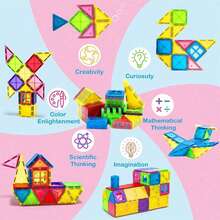 Magnetic Building Blocks 40/64/100pcs Set Magnetic Construction Blocks Magnetic Game Board Dress-Up Role Play Set STEM Educational Building Stacking Game Montessori Learning Toy Children Boys Girls Gift Kindergarten Preschool Toy Mixed Colors - Multicolor - View 5