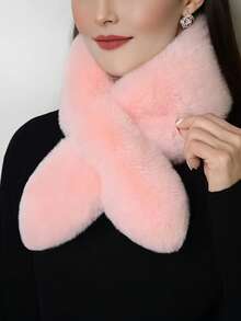 1pc Thick Warm Neck Scarf, Faux Rabbit Fur Material - Multi-Functional Neck Protection Plush Scarf, Suitable For Men And Women - Multicolor - View 2