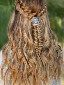 3pcs Zinc Alloy Western Cowboy Cowgirl Style Retro Elegant Turquoise Heart Agate Silvery-Decorated Hair Rope Rubber Band ,Ponytail ,Hair Elastics ,Scrunchies ,Elastic Hair Tie