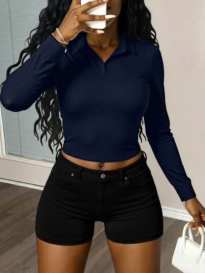 女士休闲运动纯色修身瑜伽健身长袖打底衫