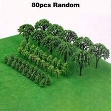 50个模型火车景观仿真树微缩雕像，2-6厘米/0.79-2.36英寸灌木模型树立体模型树，迷你树，适用于DIY工艺品建筑模型，人造战争游戏树模型家居装饰 - 彩色 - 查看 13