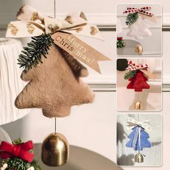 Christmas Hanging Ornament Christmas Tree Pendant With Bell,Xmas Tree Decoration For Christmas Party Home Festivals Anniversary (Light Brown)