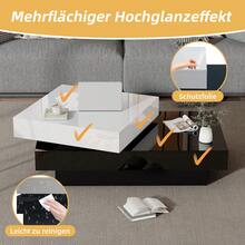 Cylindrical Coffee Table 60 X 60 X 35.1, 360° Rotating Tabletop, Freely Rotating Living Room Table, Three-Tier Sofa Table, 3 Storage Surfaces, Recommended Total Load Capacity Of 30 Kg, Wicker With Storage Space - White+Black + Particle Board - View 7