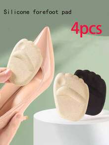 4片装前脚掌防滑吸汗硅胶半码鞋垫，适用于女士高跟鞋，防止疼痛，隐形凉鞋粘贴式鞋垫