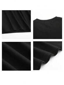 1pc 100% Cotton Women's Funny Duck with Knife 2D Print Crew Neck Short Sleeve TShirt for All Seasons - Negro - Ver 3