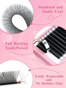 12 Rows YY/3D/4D/5D Eyelash Extension New Style U Shape W Bloom Lashes Premade Fans Lightweight Fluffy Mink Faux Eyelashes - Black-curl:D - View 8