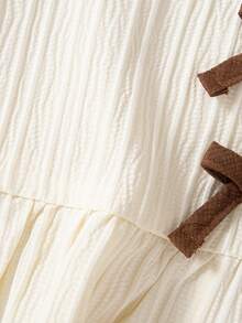 2pcs Girls Casual Bow Decor Sleeveless Top And Long Pants Set, Summer - Beige - View 7