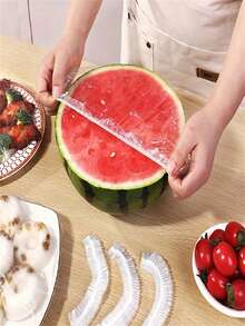 100个/包 一次性塑料食品保鲜盖 - 优质厨房食品保鲜方案，适用于水果、米饭和剩菜 - 耐用、防漏、多用途密封盖 - 适合家庭和餐厅使用 - 多色 - 查看 5