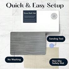 YESagoodShop - Stone Bath Mat  Diatomaceous Earth Shower Non-Slip Super Absorbent Quick Drying Bathroom Floor Easy To Clean (23.5 X 15 Slate) 1763697724240 - 灰色 - 2 件裝 - 查看 4