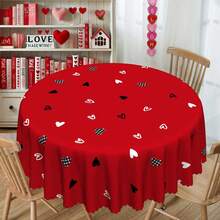 1 Stück Tischdecke im Valentinstag-Thema - nordischer minimalistischer Stil, rotes Herzmuster Tischdecke, warm und romantisch - strapazierfähiger Polyesterstoff - geeignet für rechteckige oder runde Tische, perfekt für Valentinstag-Dinner, Hochzeit, Jahrestag, Party oder tägliche Heimdekoration, 3 Stile erhältlich