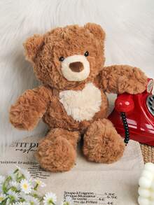 1个25厘米/9.84英寸心形毛绒泰迪熊情侣玩偶，柔软亲肤，可爱泰迪熊毛绒玩偶，情人节礼物，生日礼物，儿童节礼物，家居装饰 - 彩色 - 查看 9