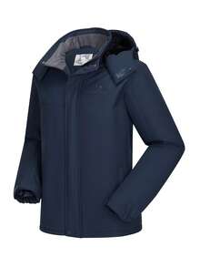 CAMEL CROWN 男士登山滑雪雪衣防水冬季外套單板滑雪風衣防風保暖連帽雪衣 - 藍色 - 查看 7