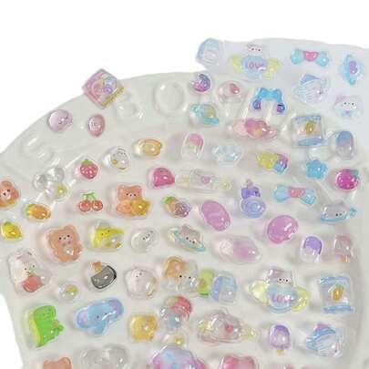 New 3D Embossed Stickers, Girls, Animals, Gems, Crystal Decals, Cartoon, DIY Phone Case Decoration