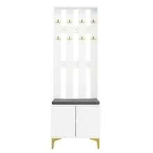 Wardrobe Set With Shoe Bench And Cushion, Wardrobe Front With Hooks [OLD SKU: WF32579234W] - White - View 1