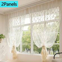 单片格子刺绣薄纱窗帘，顶部带挂钩的杆袋，3D 刺绣花卉图案，法式乡村浪漫白色窗帘，适用于客厅、卧室、隔断、秋季装饰、秋季装饰、房间装饰 - 白色 - 查看 82
