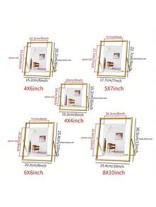 Wedding Photo Frame, Golden Metal Frame, Acrylic Transparent Surface, Modern Minimalist Style Decorative Frame, Suitable For Home Living Room And Bedroom, Home Goods, Gifts, Birthday, Graduation And Wedding Display