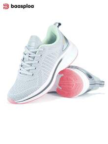 女士轻便舒适透气运动鞋，适合跑步、健身和日常休闲穿着。这款畅销的白色运动鞋用途广泛且实用，适合所有季节。是网球爱好者或需要休闲运动鞋、步行鞋或跑步鞋的女士的理想之选。 - 灰色 - 查看 3