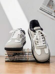 Shoes 男士时尚复古休闲厚底运动鞋，保暖内里，适合跑步 - 灰色 - 查看 3