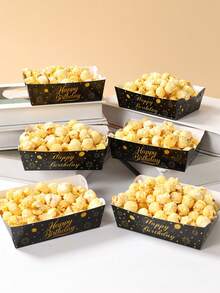 12个装黑色金色生日纸盘，金色箔纸设计，生日快乐一次性纸盘，生日派对小吃盘，纸盘，甜点盘，派对拼盘，生日装饰，生日礼物，家居装饰，桌面装饰，新年派对用品，厨房配件，厨房收纳 - 黑金生日 - 查看 1