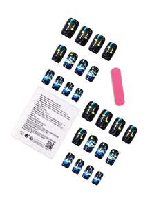 24 miếng dán móng tay hình vuông màu xanh dương họa tiết mây và hành tinh, chất liệu acrylic, dùng cho móng giả, thích hợp sử dụng hàng ngày. - Nhiều màu - Xem 2