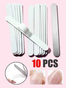 100pcs Reusable Self-Adhesive Nail Files, 180 Grit Replacement Nail Sanding Pads, Suitable For Home And Salon Use, 1pc Stainless Steel Half-Circle Replaceable Nail File Pad, Manicure Tools, Nail Care Supplies - Light Grey - View 1